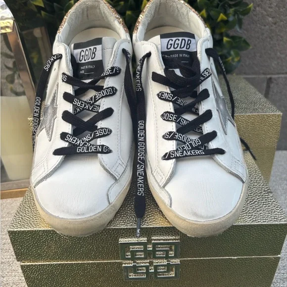 Golden Goose Women's White and Gold Glitter Sneakers - Picture 4 of 11